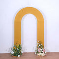 8ft Gold Spandex Fitted Open Arch Wedding Arch Cover, Double - Sided U - Shaped Backdrop Slipcover - Bell Racket Store