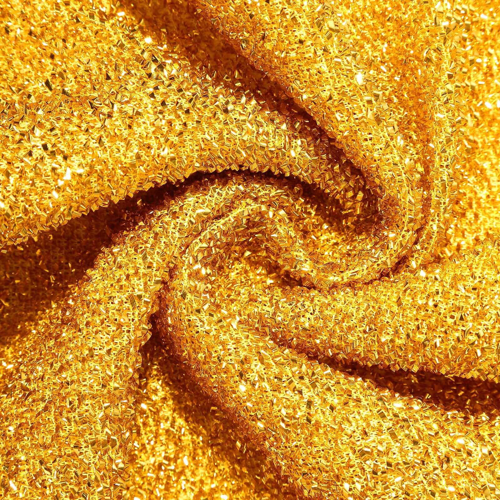 8ft Gold Spandex Fitted U - Shaped Wedding Arch Cover With Shimmer Tinsel Finish, Double - Sided Open Arch Backdrop Slipcover - Bell Racket Store