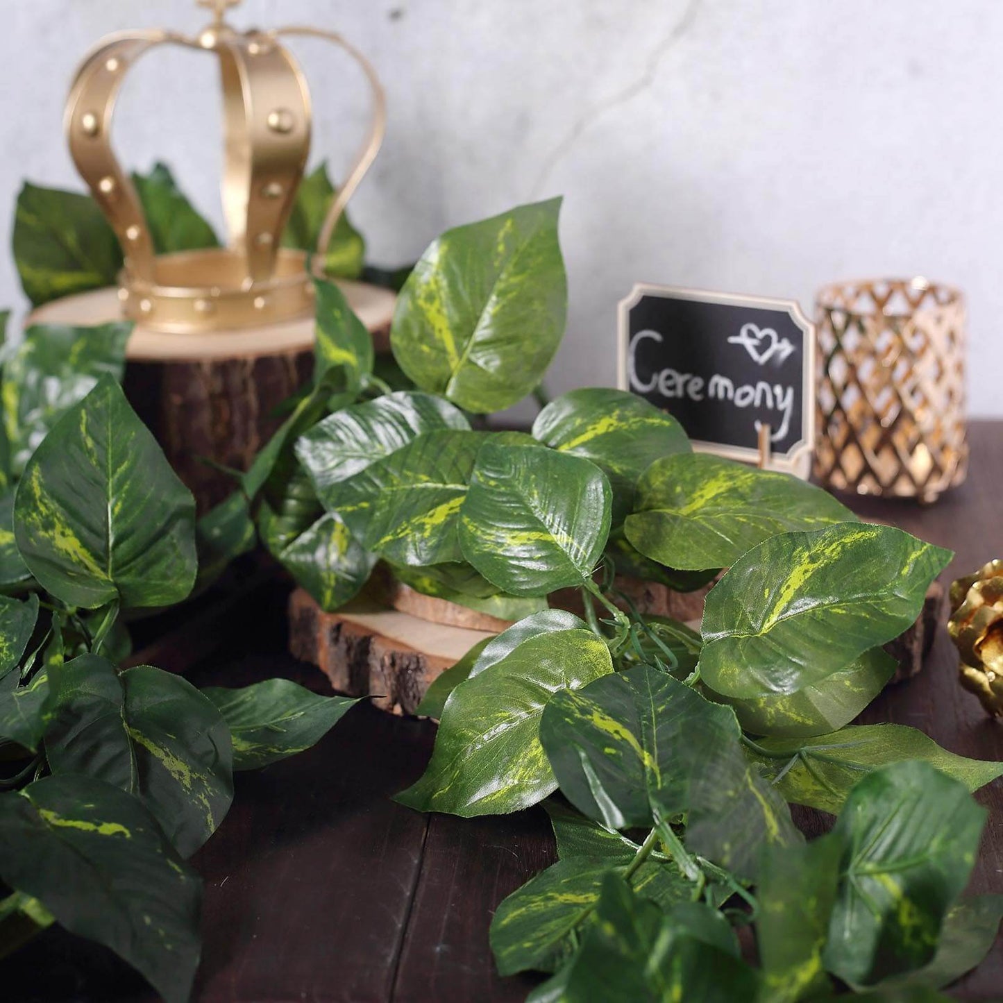 8ft Green UV Protected Artificial Silk Ivy Leaf Garland Vine, Outdoor Indoor - NestOCart