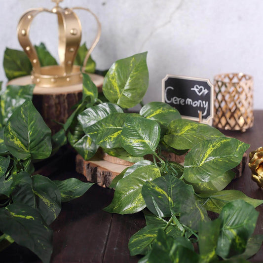 8ft Green UV Protected Artificial Silk Ivy Leaf Garland Vine, Outdoor Indoor - NestOCart