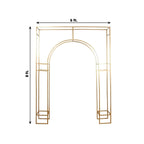 8ft Heavy Duty Gold Metal Rectangular Wedding Arch in Arc de Triomphe Style, 3D Floral Balloon Frame Backdrop Stand - Bell Racket Store