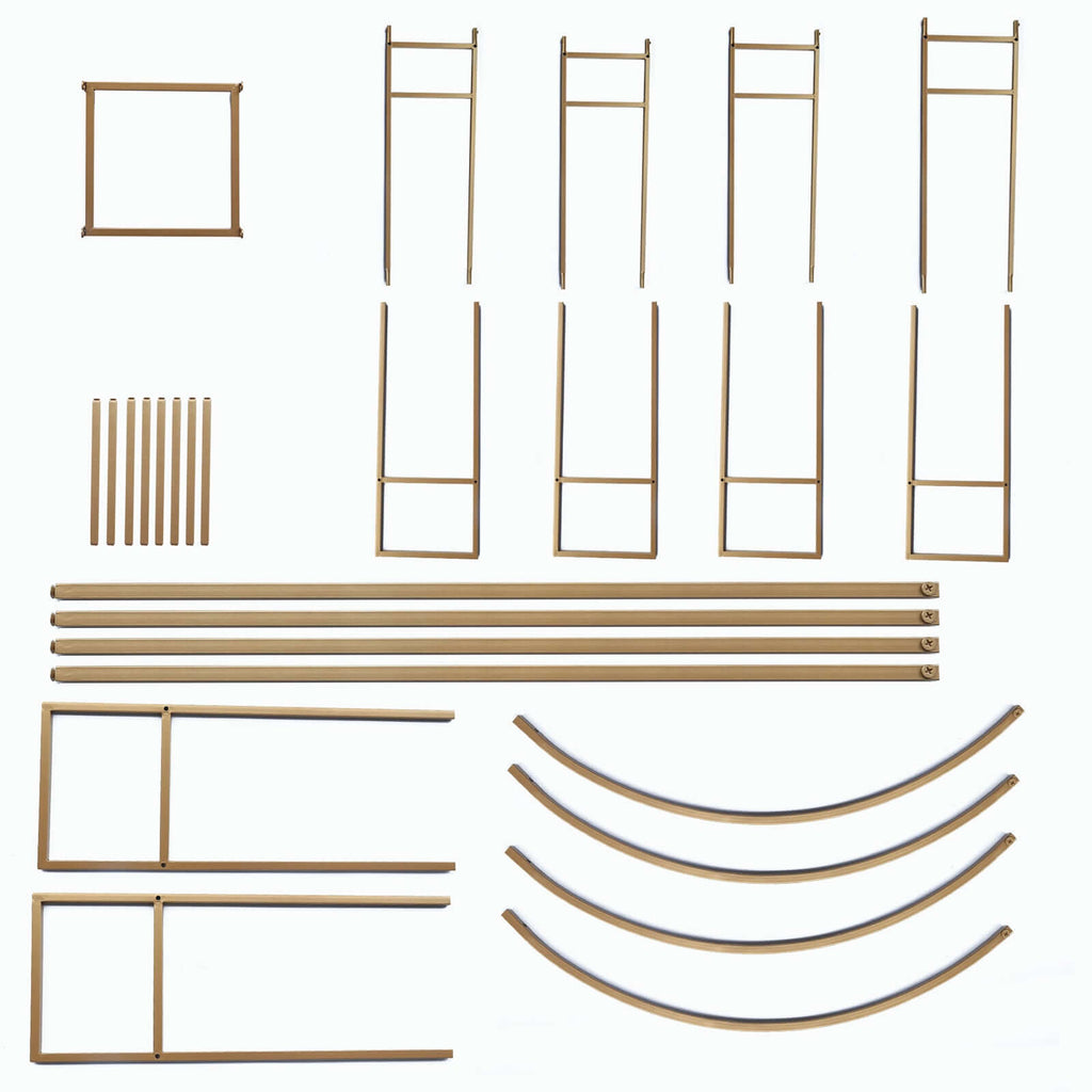 8ft Heavy Duty Gold Metal Rectangular Wedding Arch in Arc de Triomphe Style, 3D Floral Balloon Frame Backdrop Stand - Bell Racket Store