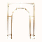 8ft Heavy Duty Gold Metal Rectangular Wedding Arch in Arc de Triomphe Style, 3D Floral Balloon Frame Backdrop Stand - Bell Racket Store