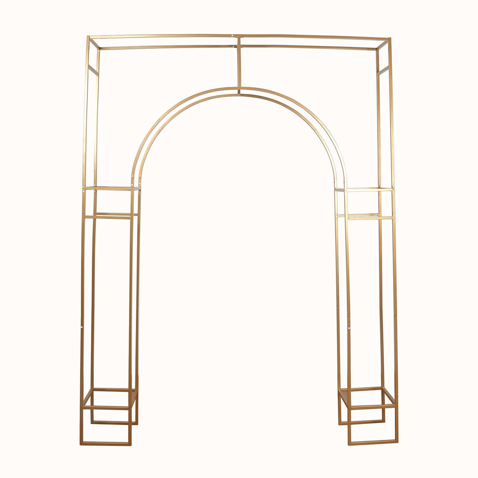 8ft Heavy Duty Gold Metal Rectangular Wedding Arch in Arc de Triomphe Style, 3D Floral Balloon Frame Backdrop Stand - Bell Racket Store