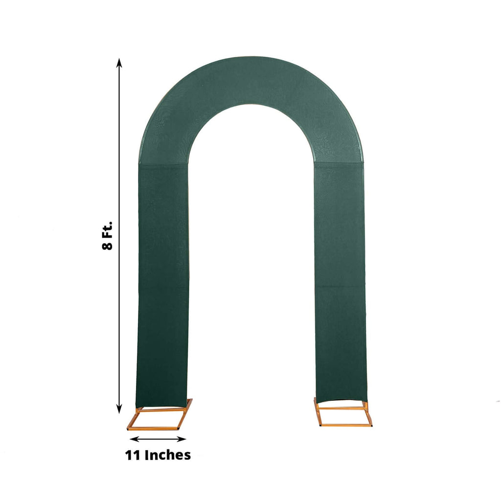 8ft Hunter Emerald Green Spandex Fitted Open Arch Wedding Arch Cover, Double - Sided U - Shaped Backdrop Slipcover - Bell Racket Store