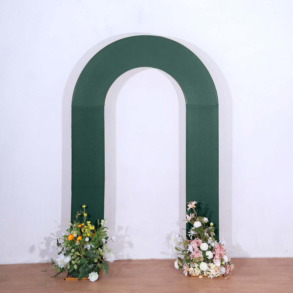 8ft Hunter Emerald Green Spandex Fitted Open Arch Wedding Arch Cover, Double - Sided U - Shaped Backdrop Slipcover - Bell Racket Store
