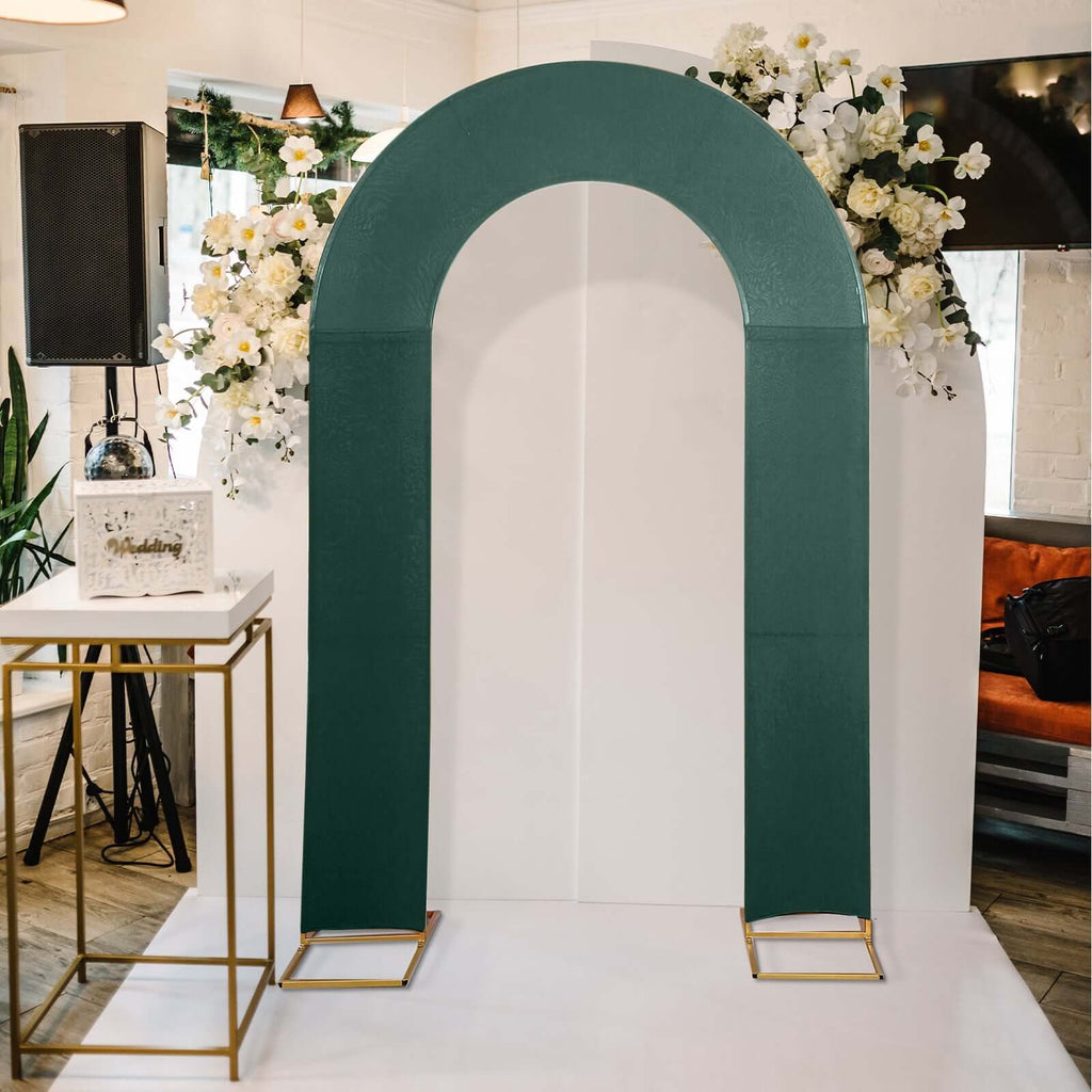 8ft Hunter Emerald Green Spandex Fitted Open Arch Wedding Arch Cover, Double - Sided U - Shaped Backdrop Slipcover - Bell Racket Store
