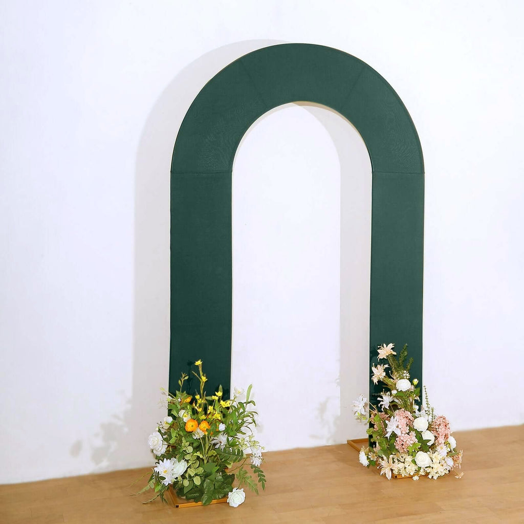 8ft Hunter Emerald Green Spandex Fitted Open Arch Wedding Arch Cover, Double - Sided U - Shaped Backdrop Slipcover - Bell Racket Store