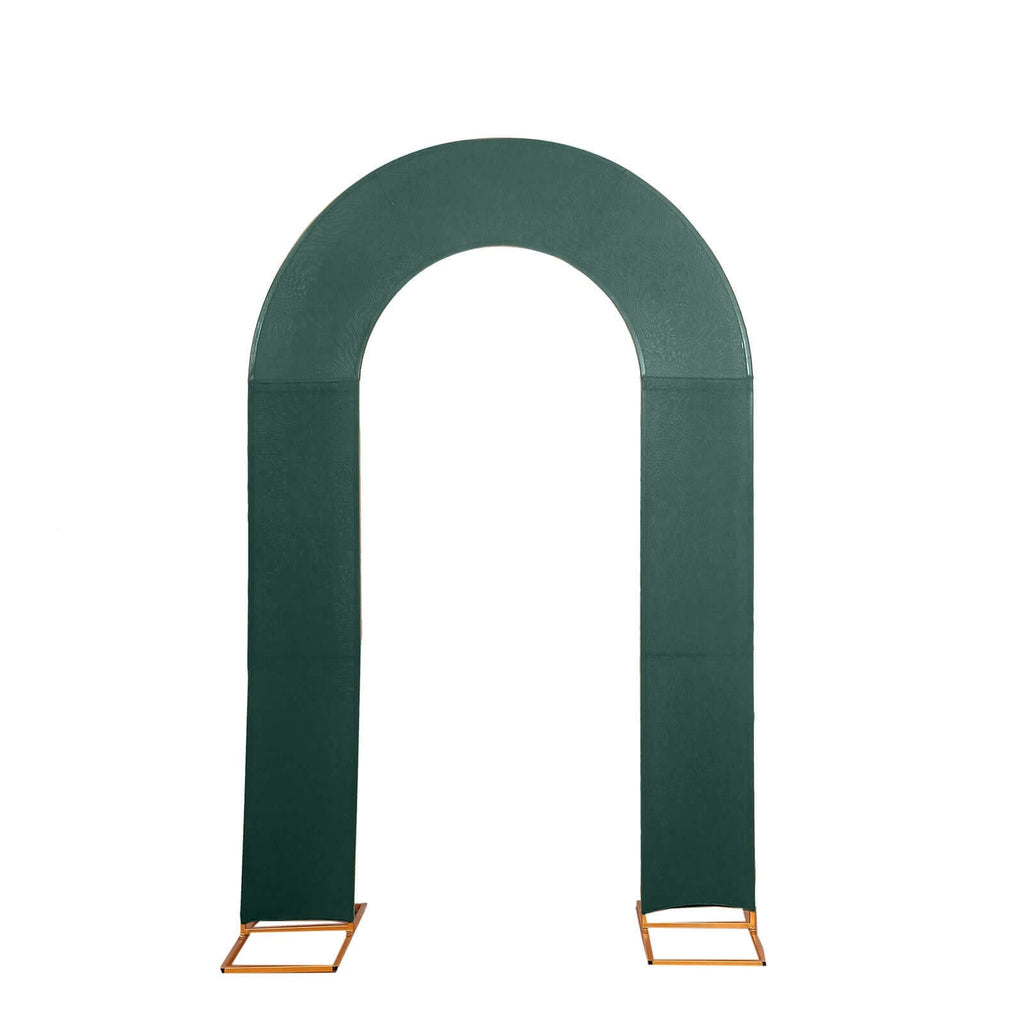 8ft Hunter Emerald Green Spandex Fitted Open Arch Wedding Arch Cover, Double - Sided U - Shaped Backdrop Slipcover - Bell Racket Store