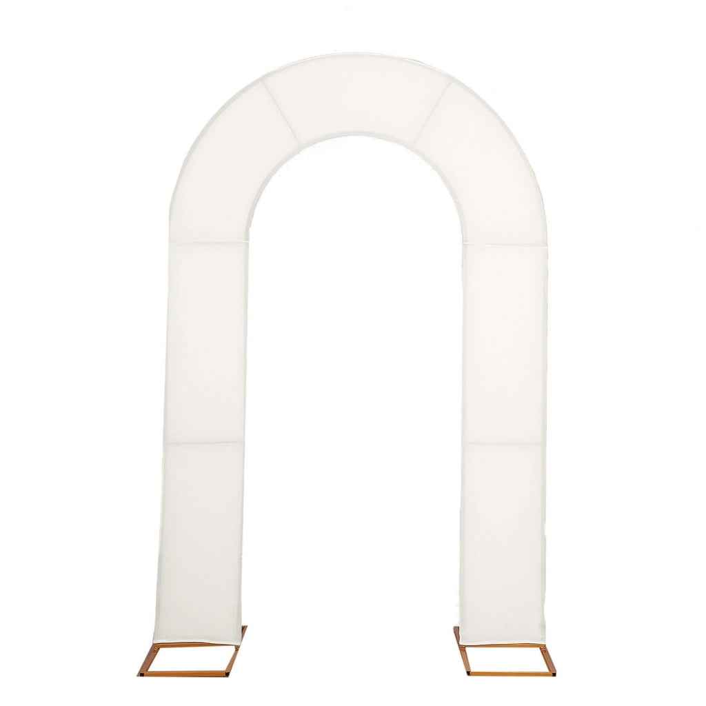 8ft Ivory Spandex Fitted Open Arch Wedding Arch Cover, Double - Sided U - Shaped Backdrop Slipcover - Bell Racket Store