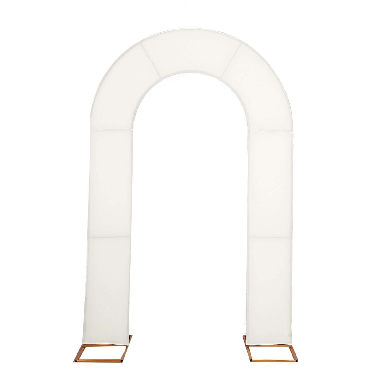 8ft Ivory Spandex Fitted Open Arch Wedding Arch Cover, Double - Sided U - Shaped Backdrop Slipcover - Bell Racket Store