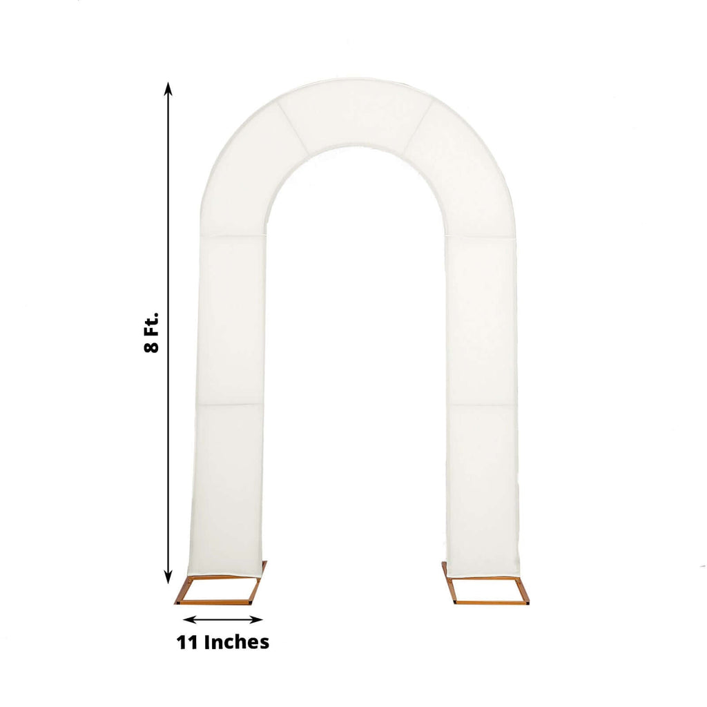 8ft Ivory Spandex Fitted Open Arch Wedding Arch Cover, Double - Sided U - Shaped Backdrop Slipcover - Bell Racket Store