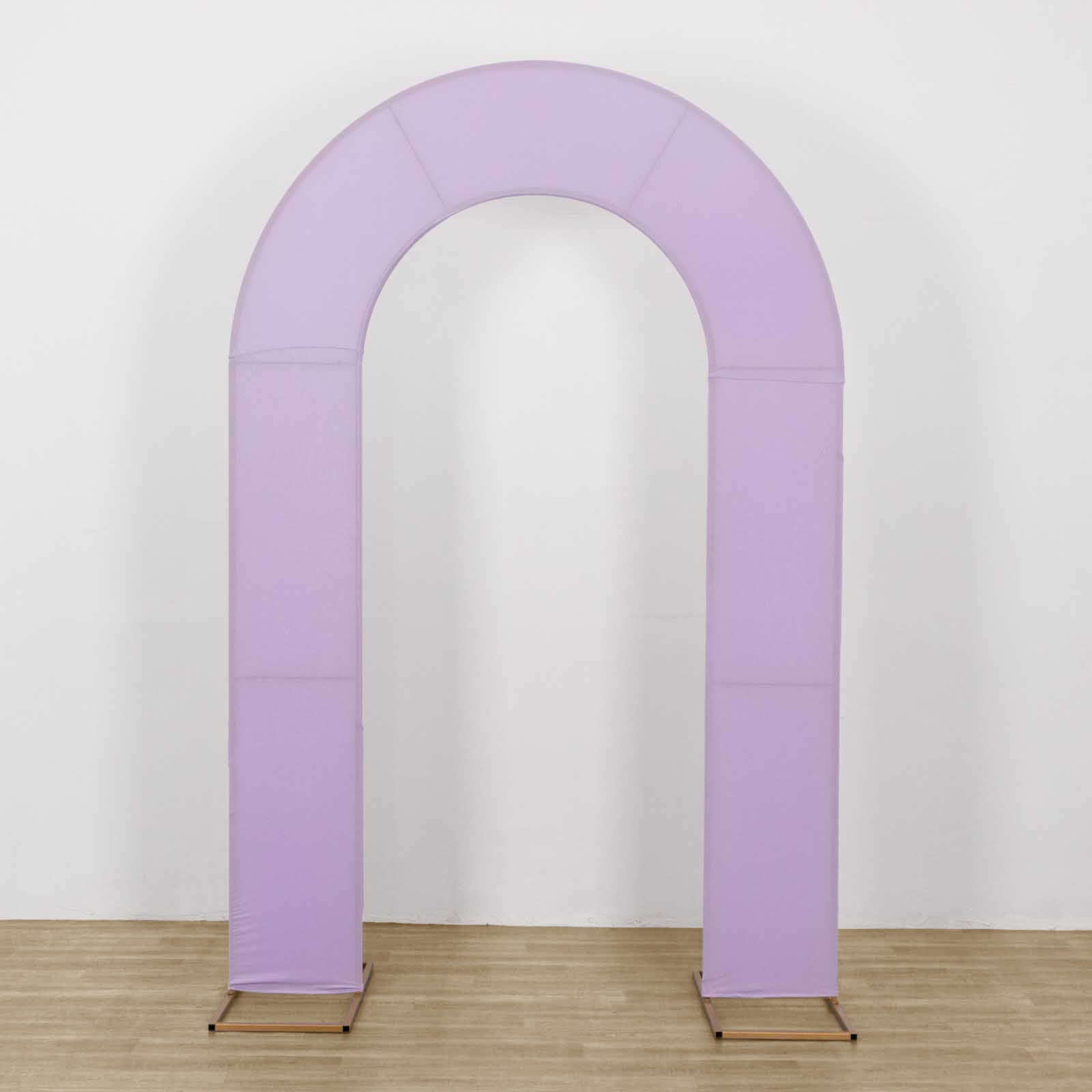8ft Lavender Lilac Spandex Fitted Open Arch Wedding Arch Cover, Double - Sided U - Shaped Backdrop Slipcover - Bell Racket Store
