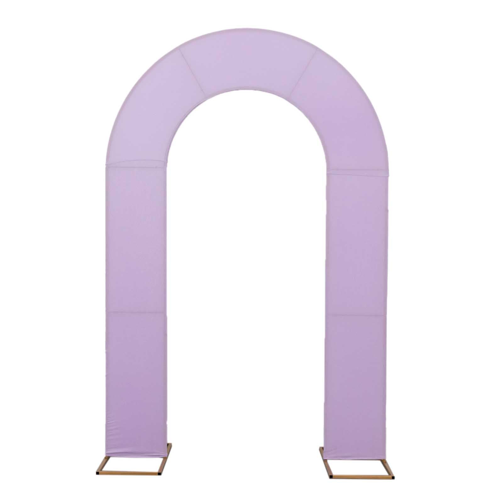 8ft Lavender Lilac Spandex Fitted Open Arch Wedding Arch Cover, Double - Sided U - Shaped Backdrop Slipcover - Bell Racket Store