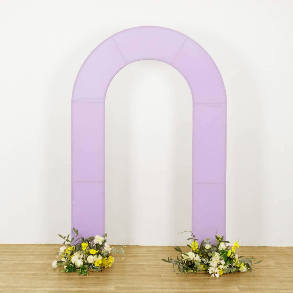 8ft Lavender Lilac Spandex Fitted Open Arch Wedding Arch Cover, Double - Sided U - Shaped Backdrop Slipcover - Bell Racket Store