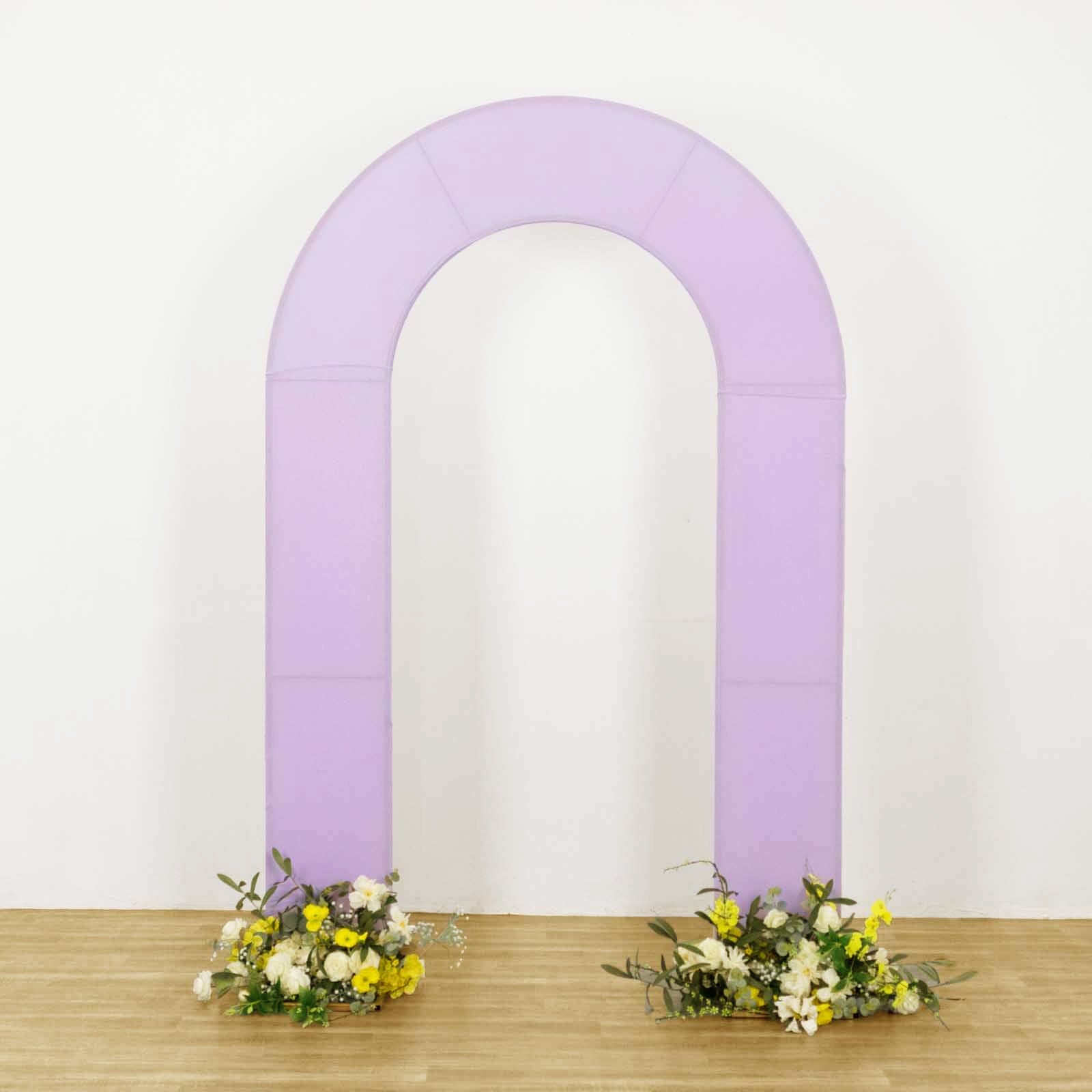 8ft Lavender Lilac Spandex Fitted Open Arch Wedding Arch Cover, Double - Sided U - Shaped Backdrop Slipcover - Bell Racket Store