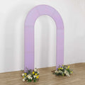 8ft Lavender Lilac Spandex Fitted Open Arch Wedding Arch Cover, Double - Sided U - Shaped Backdrop Slipcover - Bell Racket Store