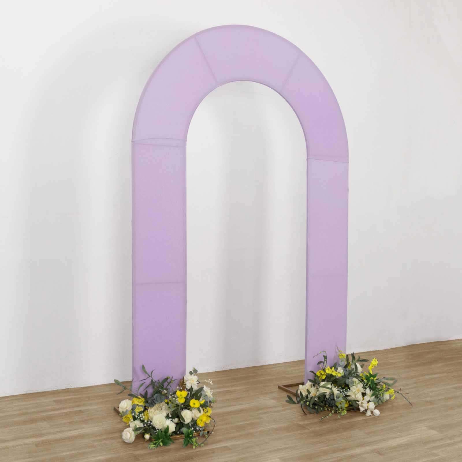 8ft Lavender Lilac Spandex Fitted Open Arch Wedding Arch Cover, Double - Sided U - Shaped Backdrop Slipcover - Bell Racket Store