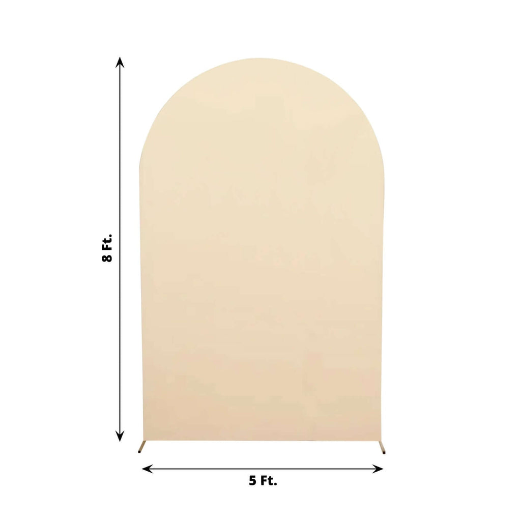 8ft Matte Beige Spandex Fitted Wedding Arch Cover For Round Top Chiara Backdrop Stand - Bell Racket Store