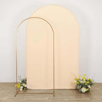 8ft Matte Beige Spandex Fitted Wedding Arch Cover For Round Top Chiara Backdrop Stand - Bell Racket Store