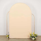 8ft Matte Beige Spandex Fitted Wedding Arch Cover For Round Top Chiara Backdrop Stand - Bell Racket Store