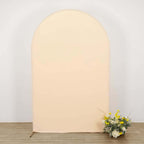 8ft Matte Beige Spandex Fitted Wedding Arch Cover For Round Top Chiara Backdrop Stand - Bell Racket Store