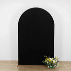 8ft Matte Black Spandex Fitted Wedding Arch Cover For Round Top Chiara Backdrop Stand - Bell Racket Store
