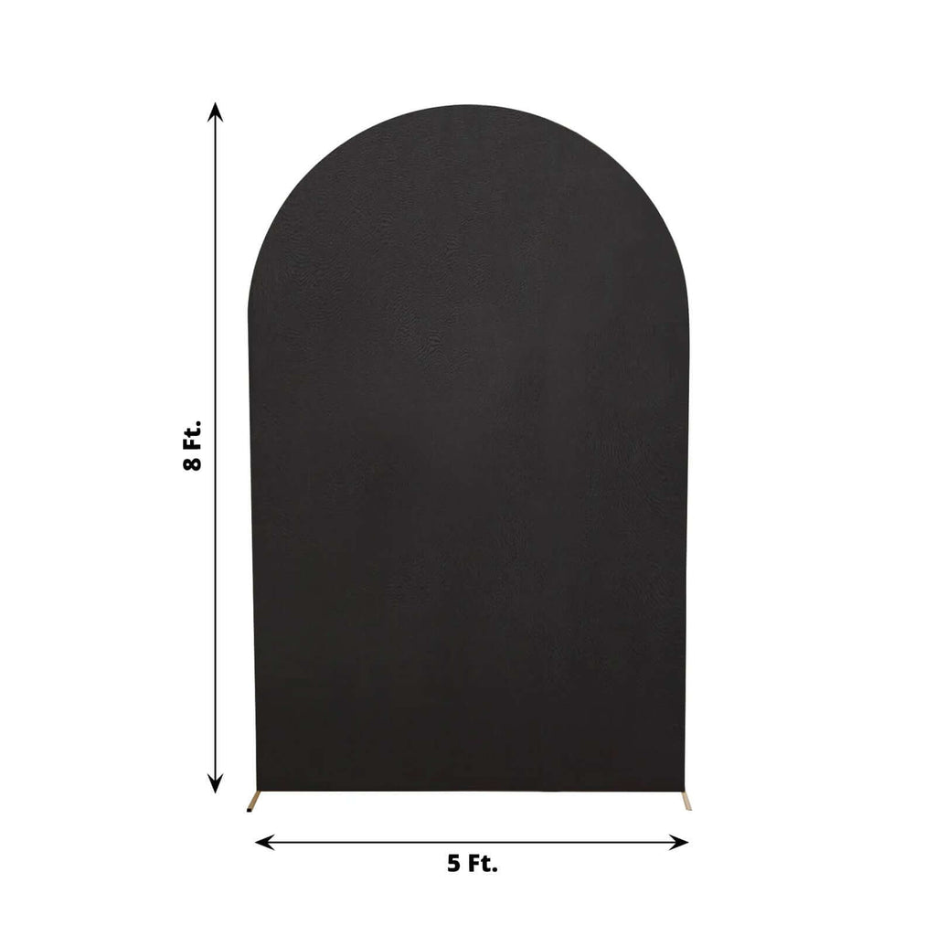 8ft Matte Black Spandex Fitted Wedding Arch Cover For Round Top Chiara Backdrop Stand - Bell Racket Store