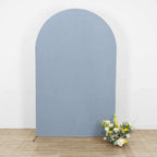 8ft Matte Dusty Blue Spandex Fitted Wedding Arch Cover For Round Top Chiara Backdrop Stand - Bell Racket Store