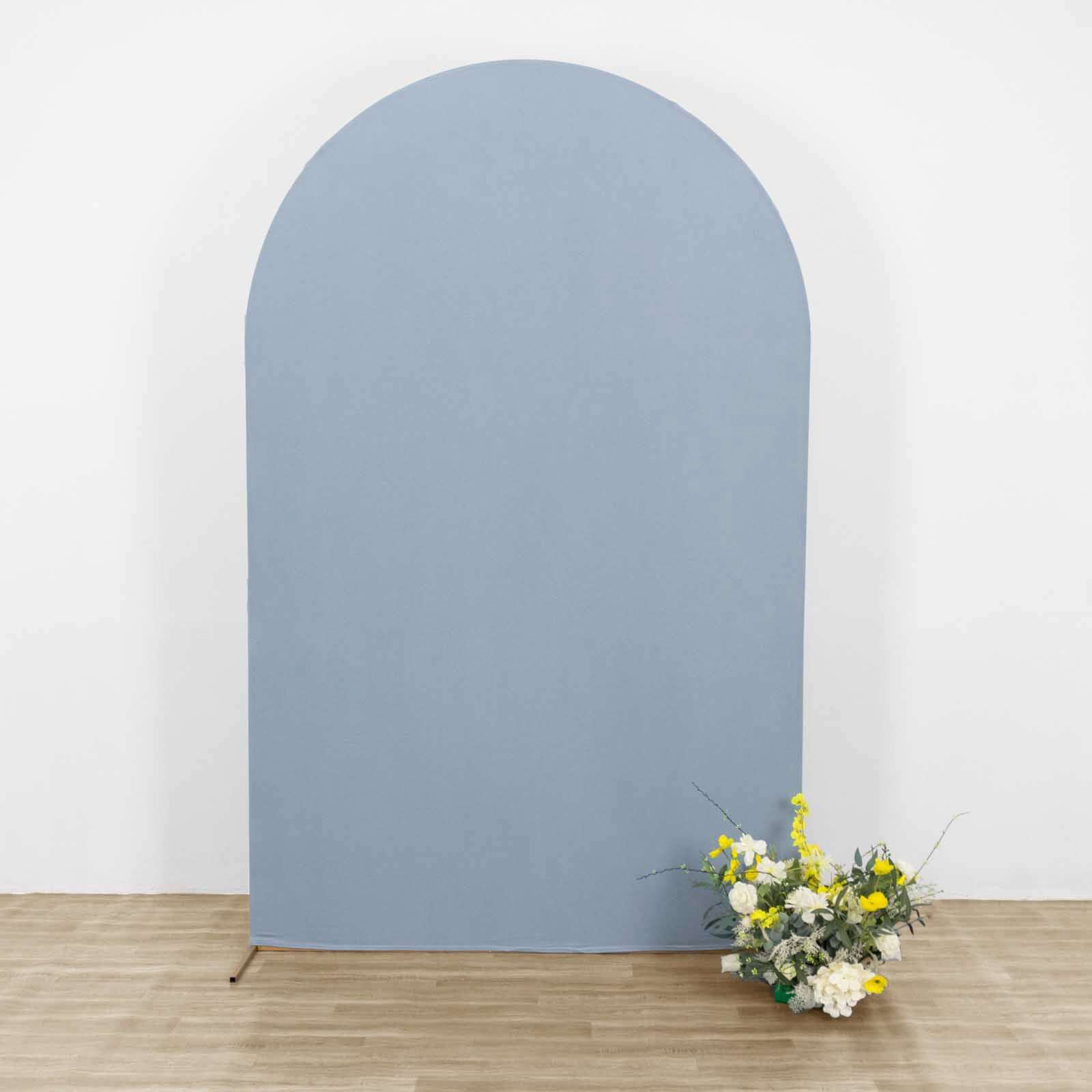 8ft Matte Dusty Blue Spandex Fitted Wedding Arch Cover For Round Top Chiara Backdrop Stand - Bell Racket Store