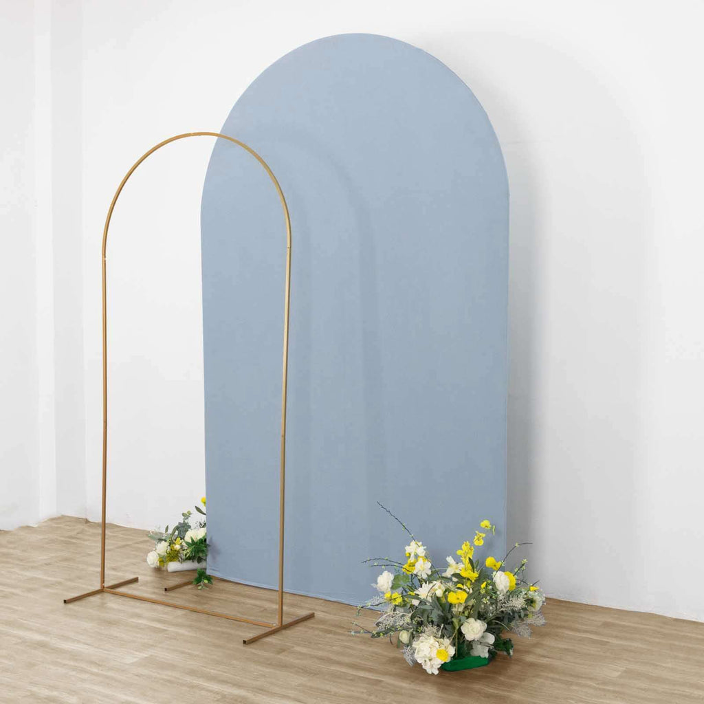 8ft Matte Dusty Blue Spandex Fitted Wedding Arch Cover For Round Top Chiara Backdrop Stand - Bell Racket Store