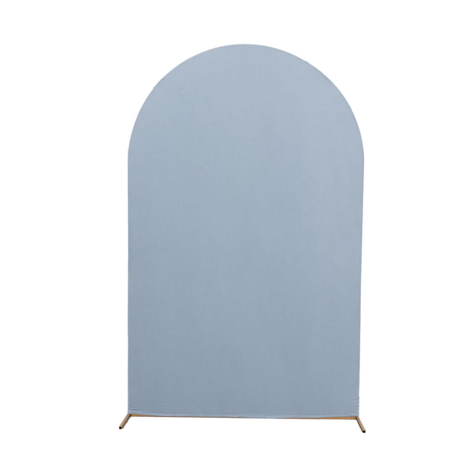 8ft Matte Dusty Blue Spandex Fitted Wedding Arch Cover For Round Top Chiara Backdrop Stand - Bell Racket Store