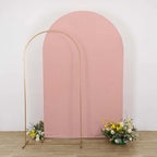 8ft Matte Dusty Rose Spandex Fitted Wedding Arch Cover For Round Top Chiara Backdrop Stand - Bell Racket Store