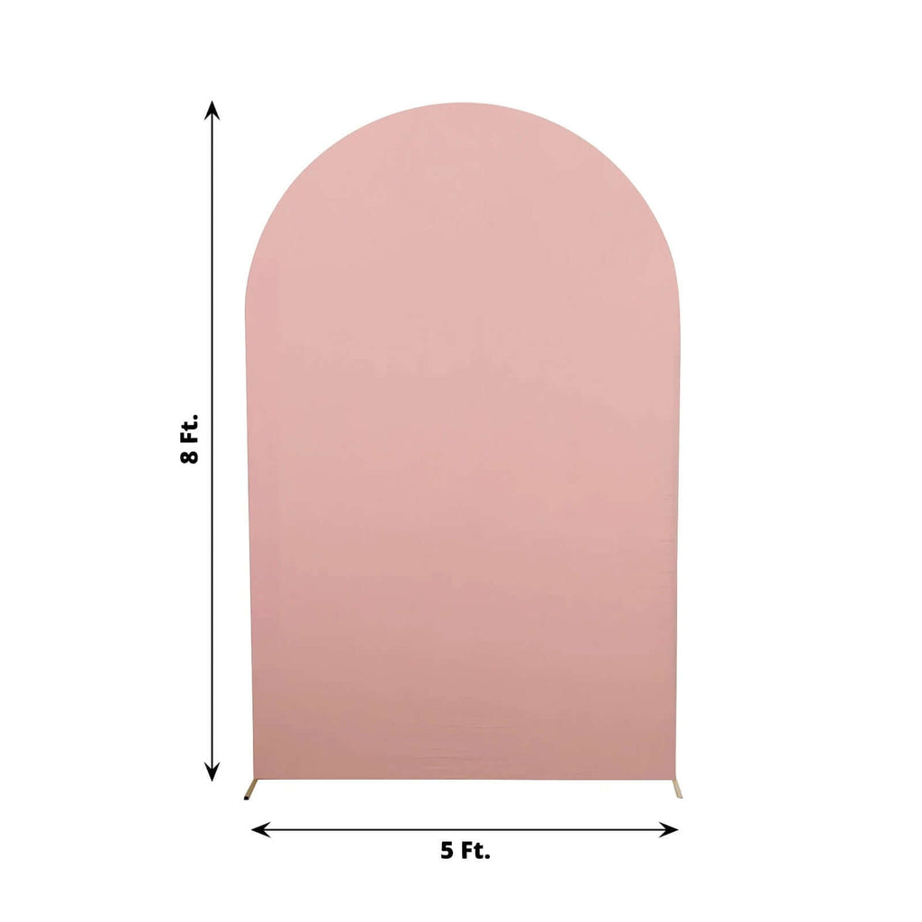 8ft Matte Dusty Rose Spandex Fitted Wedding Arch Cover For Round Top Chiara Backdrop Stand - Bell Racket Store