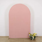 8ft Matte Dusty Rose Spandex Fitted Wedding Arch Cover For Round Top Chiara Backdrop Stand - Bell Racket Store
