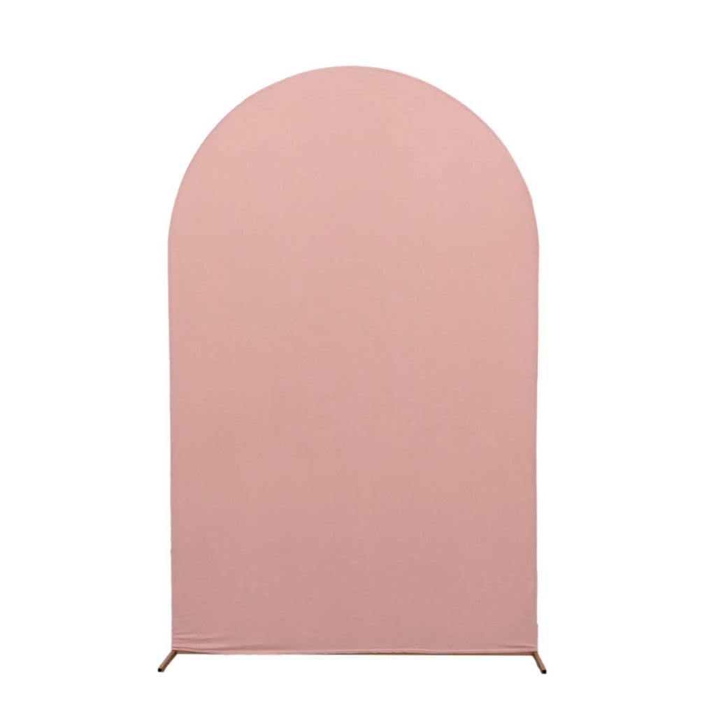 8ft Matte Dusty Rose Spandex Fitted Wedding Arch Cover For Round Top Chiara Backdrop Stand - Bell Racket Store