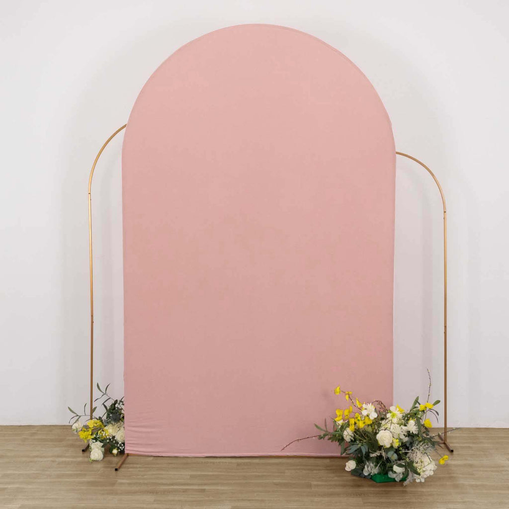 8ft Matte Dusty Rose Spandex Fitted Wedding Arch Cover For Round Top Chiara Backdrop Stand - Bell Racket Store
