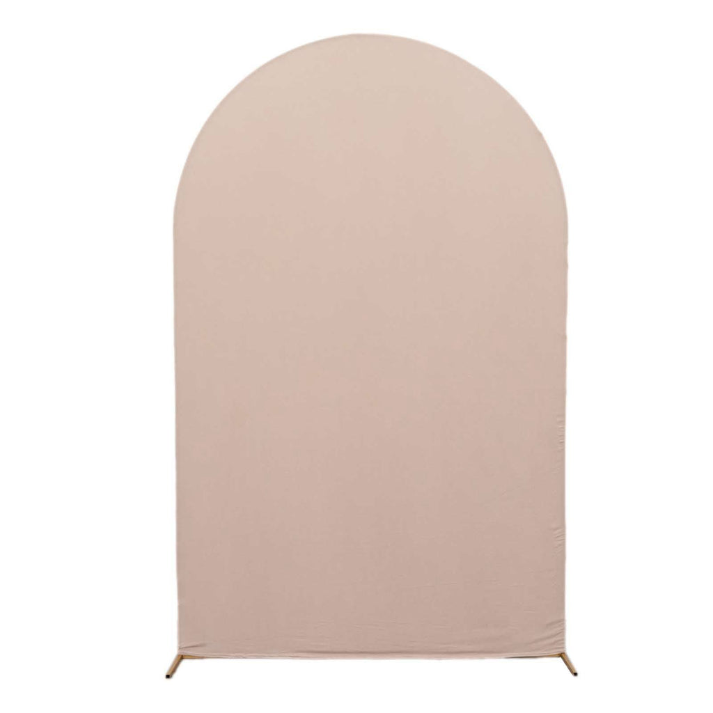 8ft Matte Nude Spandex Fitted Wedding Arch Cover For Round Top Chiara Backdrop Stand - Bell Racket Store