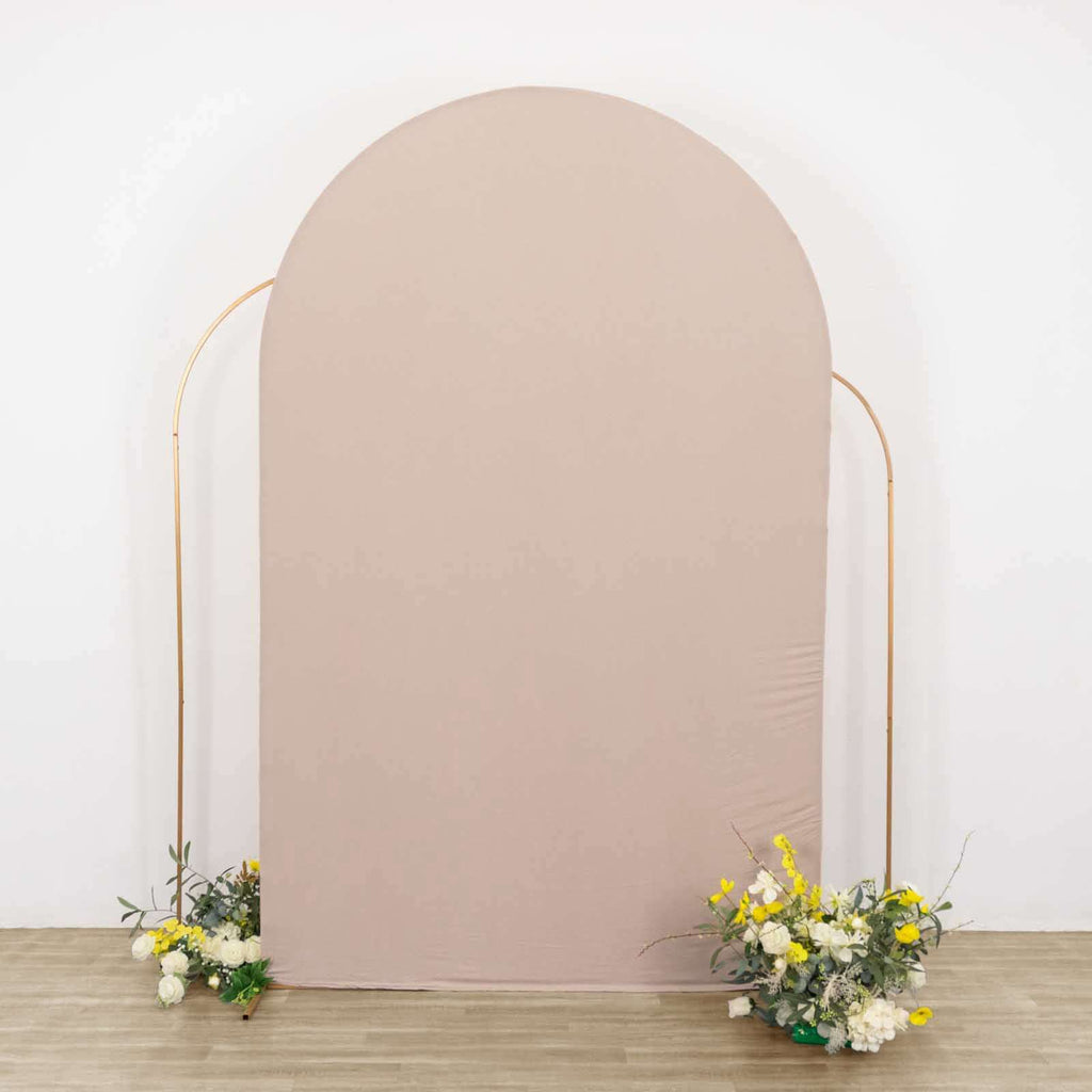 8ft Matte Nude Spandex Fitted Wedding Arch Cover For Round Top Chiara Backdrop Stand - Bell Racket Store