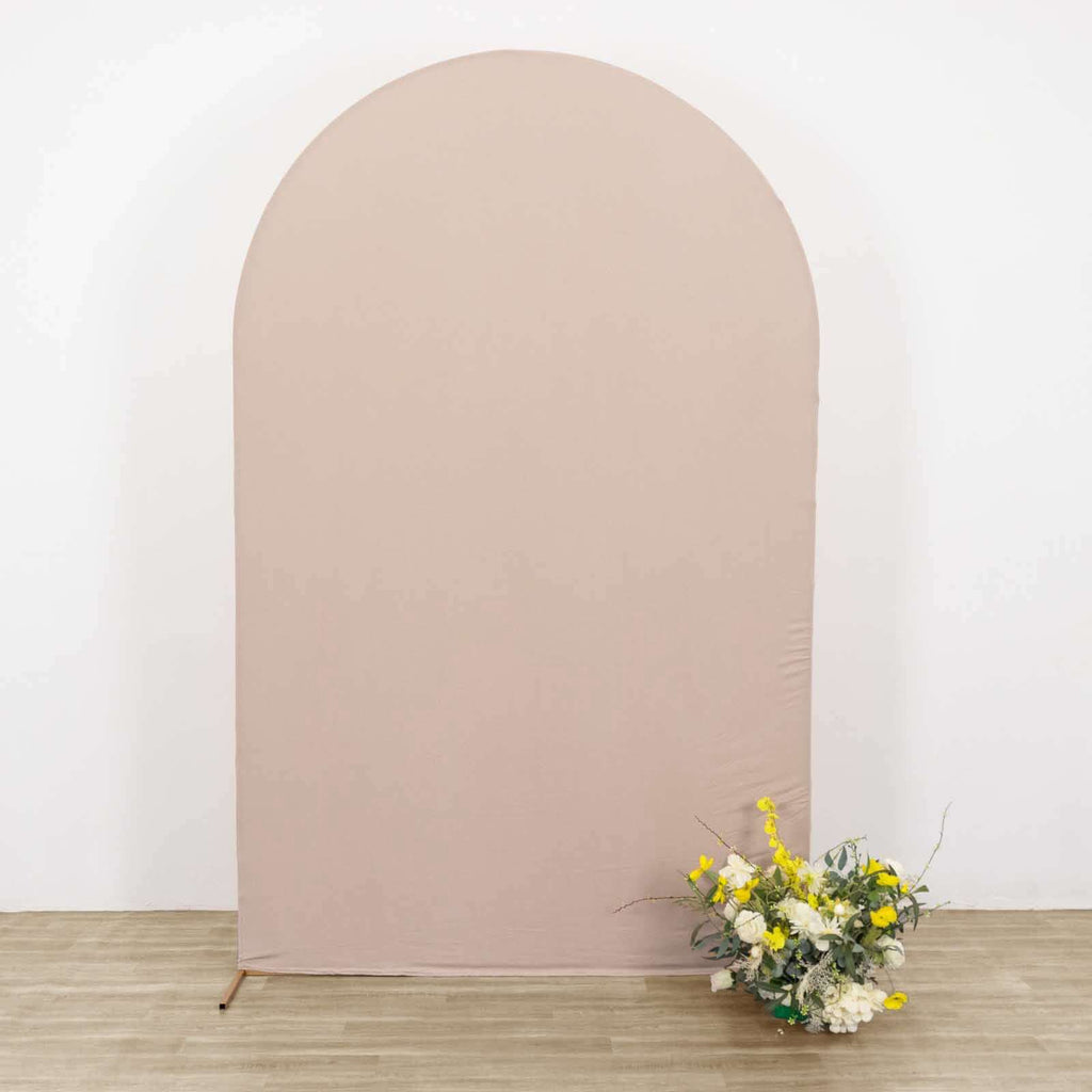 8ft Matte Nude Spandex Fitted Wedding Arch Cover For Round Top Chiara Backdrop Stand - Bell Racket Store