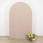 8ft Matte Nude Spandex Fitted Wedding Arch Cover For Round Top Chiara Backdrop Stand - Bell Racket Store