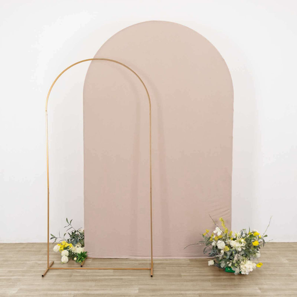 8ft Matte Nude Spandex Fitted Wedding Arch Cover For Round Top Chiara Backdrop Stand - Bell Racket Store