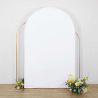 8ft Matte White Spandex Fitted Wedding Arch Cover For Round Top Chiara Backdrop Stand - Bell Racket Store