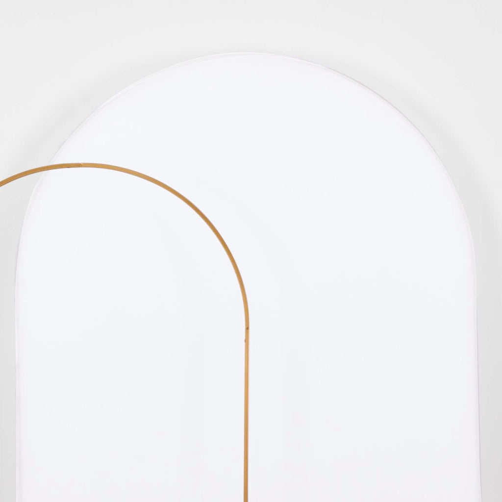 8ft Matte White Spandex Fitted Wedding Arch Cover For Round Top Chiara Backdrop Stand - Bell Racket Store