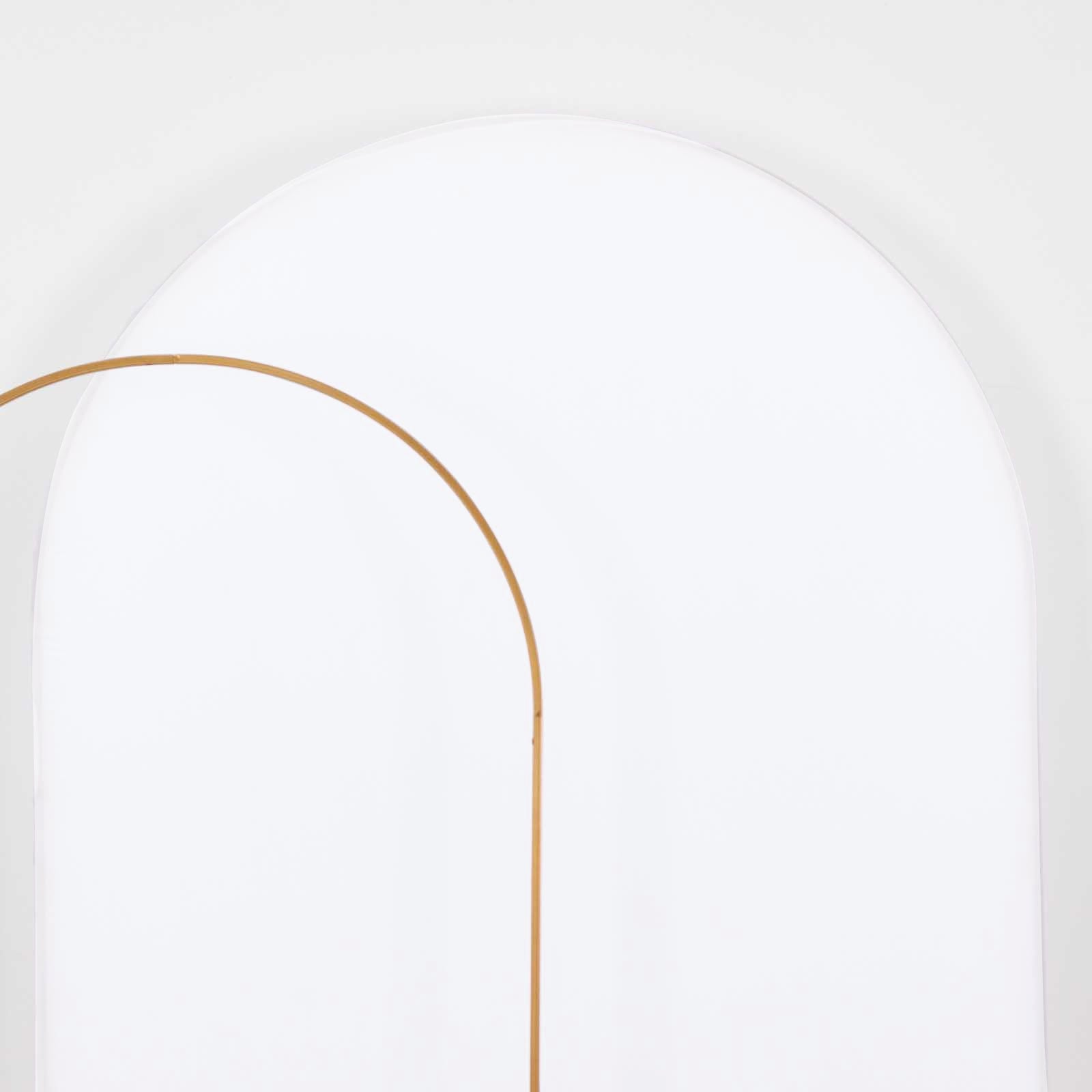 8ft Matte White Spandex Fitted Wedding Arch Cover For Round Top Chiara Backdrop Stand - Bell Racket Store