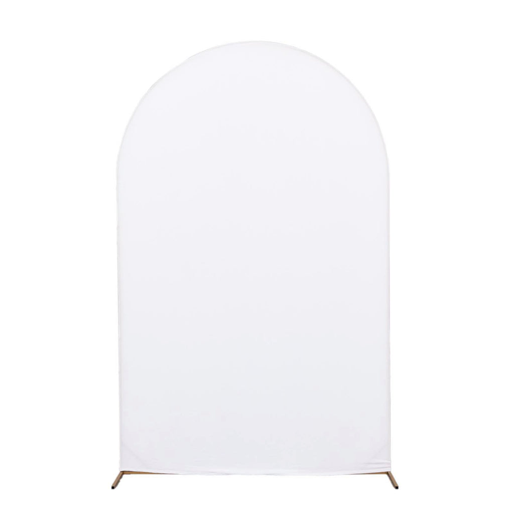 8ft Matte White Spandex Fitted Wedding Arch Cover For Round Top Chiara Backdrop Stand - Bell Racket Store