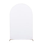 8ft Matte White Spandex Fitted Wedding Arch Cover For Round Top Chiara Backdrop Stand - Bell Racket Store