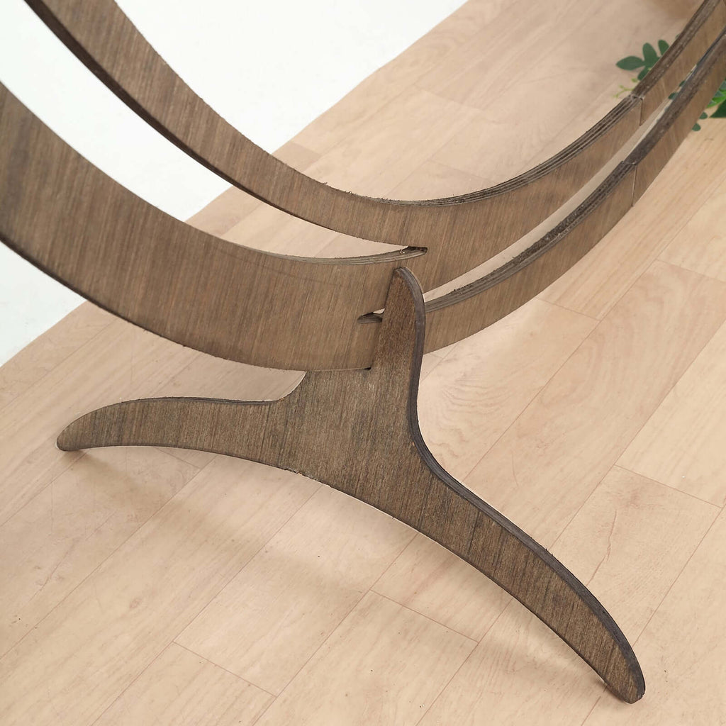 8ft Natural Brown Wood Round Event Party Arbor Backdrop Stand, Rustic DIY Wedding Arch - Bell Racket Store