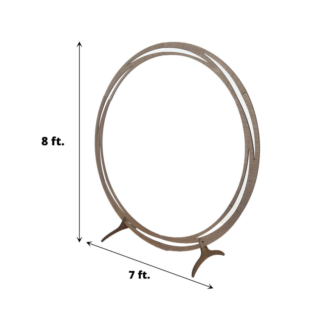 8ft Natural Brown Wood Round Event Party Arbor Backdrop Stand, Rustic DIY Wedding Arch - Bell Racket Store