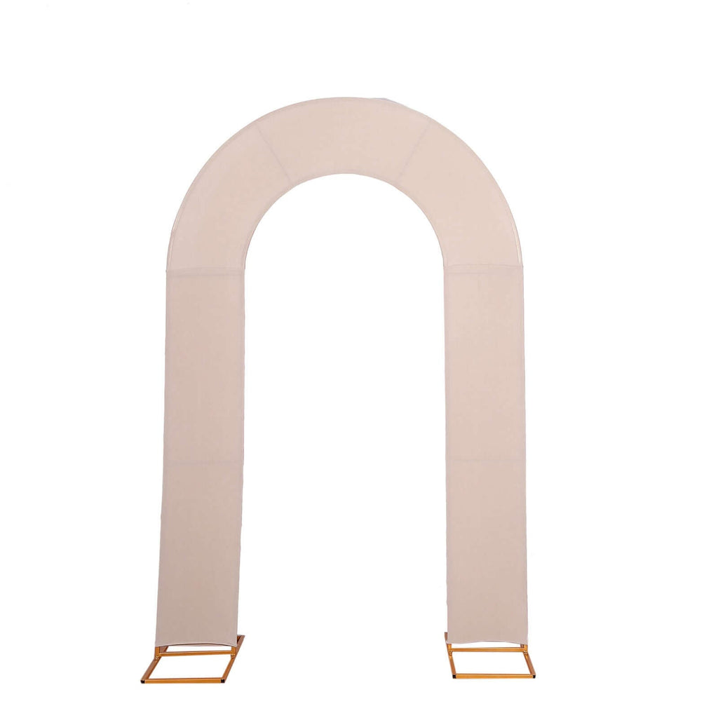 8ft Nude Spandex Fitted Open Arch Wedding Arch Cover, Double - Sided U - Shaped Backdrop Slipcover - Bell Racket Store